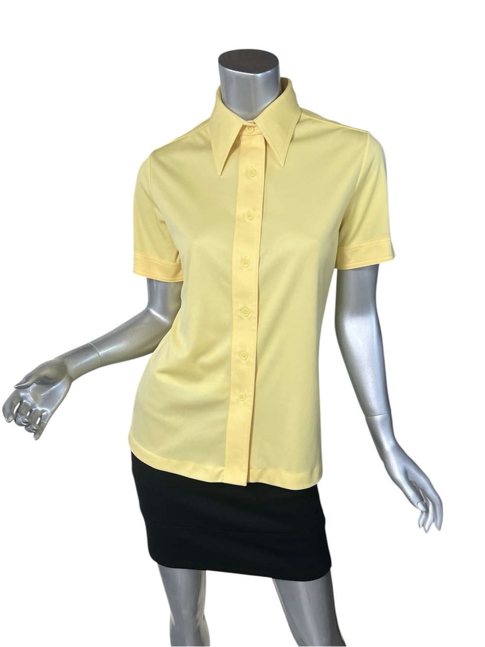 Vintage 70’s Sears Perma Prest Button Up Short Sleeve Shirt Yellow Women’s 14